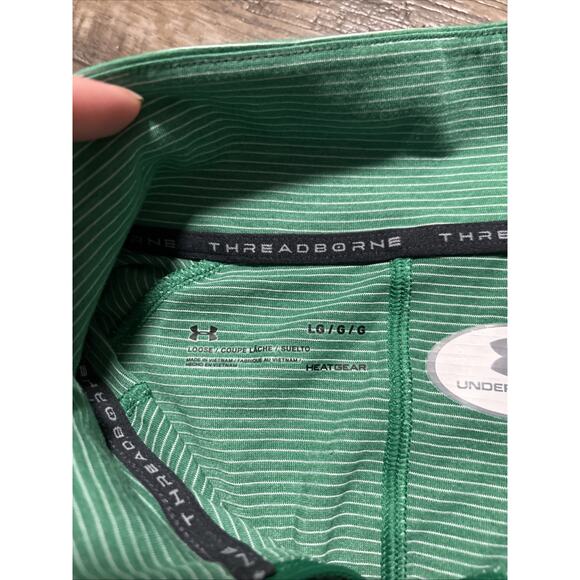 Under Armour Quarter Zip Notre Dame Green Striped Shirt size L Heatgear Women’s - Picture 8 of 9